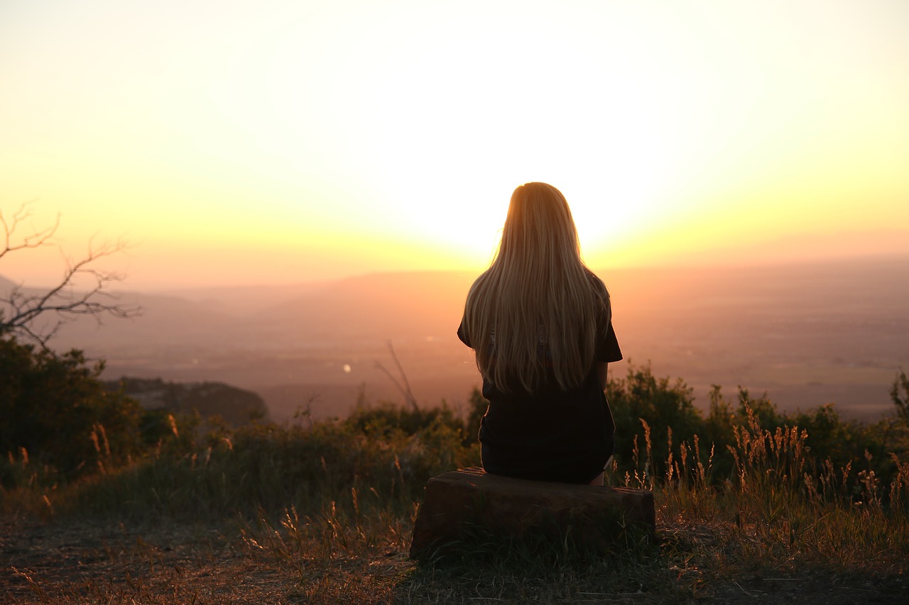 girl, sunset, freedom